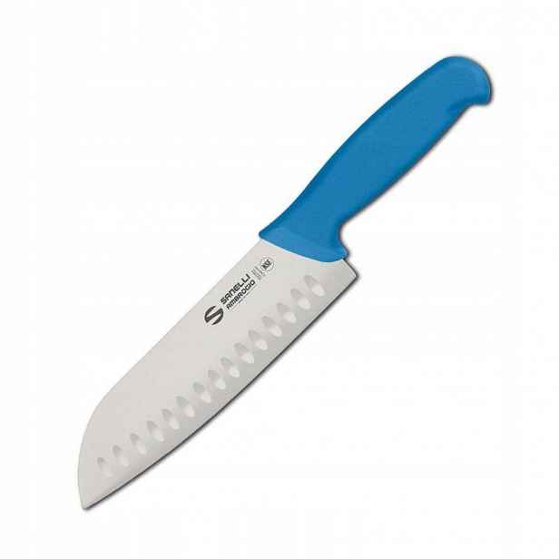 Nůž Santoku Ambrogio Sanelli Supra Grantonová čepel 18 cm Modrá