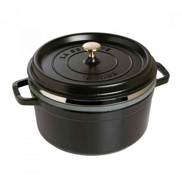 Staub Litinový hrnec s poklicí a napařovací vložkou Cocotte, černá, 26 cm 1133825