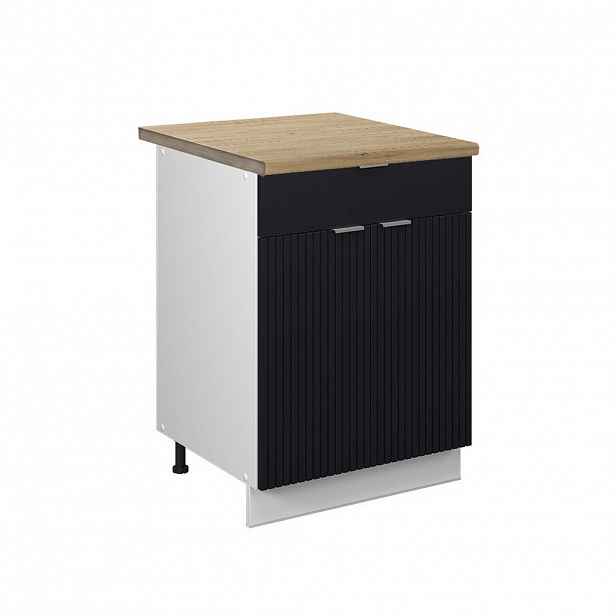 Vicco SPODNÍ SKŘÍŇKA KUCHYŇSKÉ LINKY Fame-Line Černý pruhovaný 60 cm se zásuvkou, PD Dub