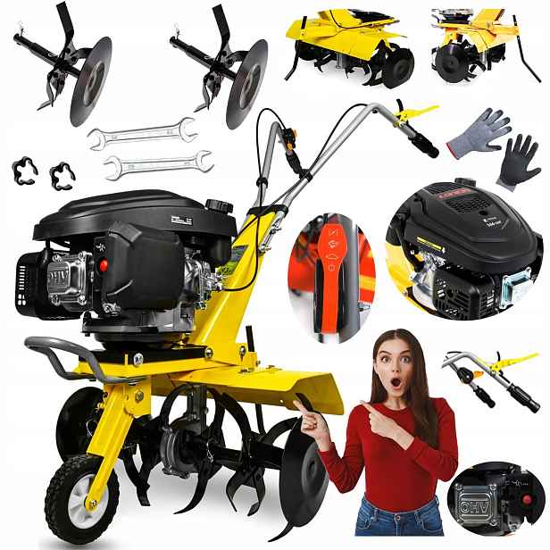 Výkonná Kultivátor 60 CM Turbo Výkon 9 Hp XXL Sada