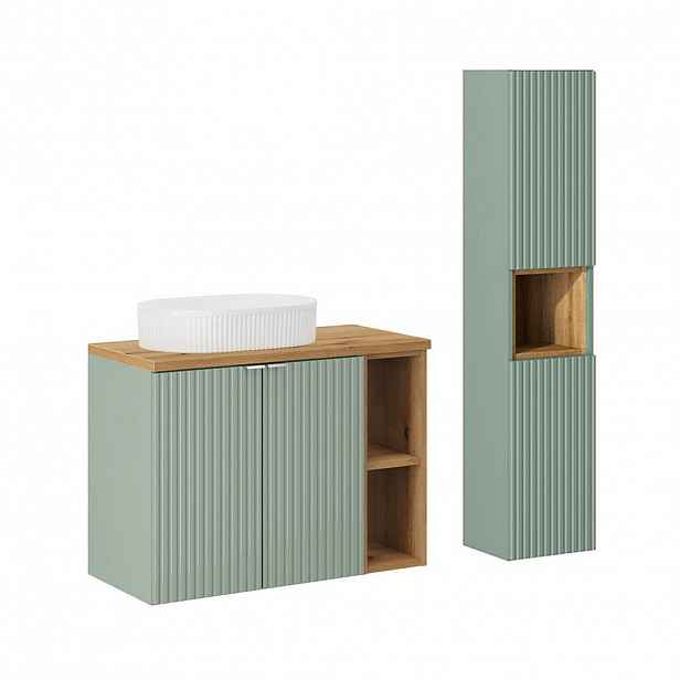 Petits-meubles KOUPELNOVÝ NÁBYTEK 80.4cm Jade 2er-Set Zelená a dřevo