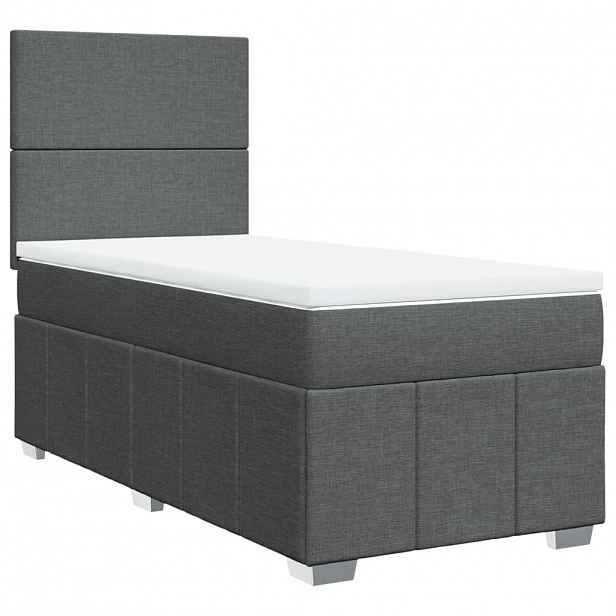 vidaXL Box spring postel s matrací tmavě šedá 90x190 cm textil