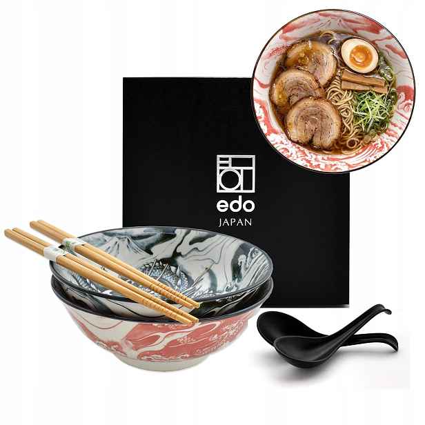 Sada 2 misek s lžícemi a paličkami Ramen Dragon 19.2 cm 900 ml MIX Box