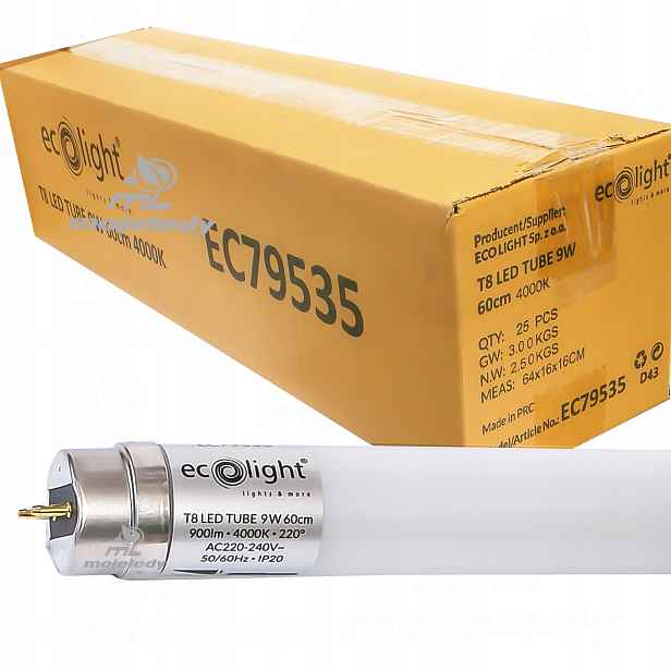 25x Led žárovka 60 cm 9W 18W 4000K Led tube přírodní Nw 600 mm 900Lm