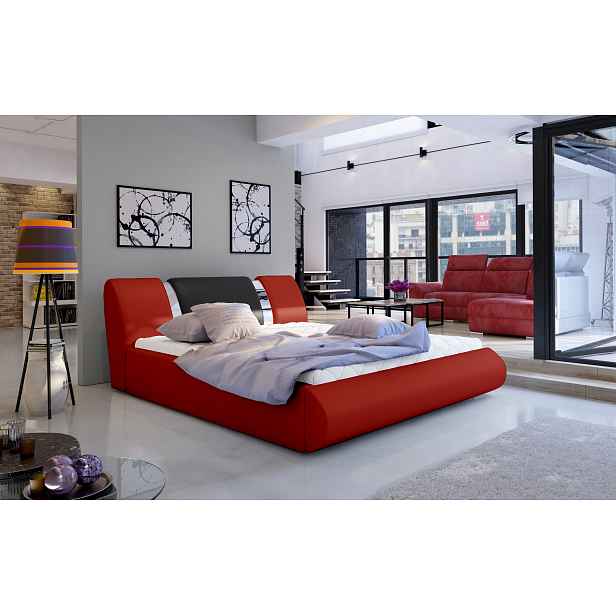 Moderní postel Flores 180x200cm, červená/černá HELCEL