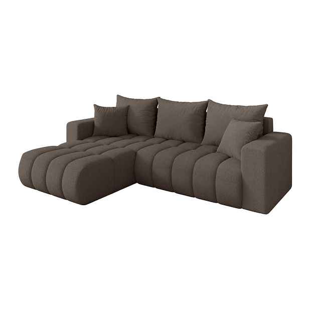 ALTDECOR ROHOVÁ SEDAČKA s funkcí spaní, otoman vlevo MILA-L-v1 277x195x86 hnědá bouclé