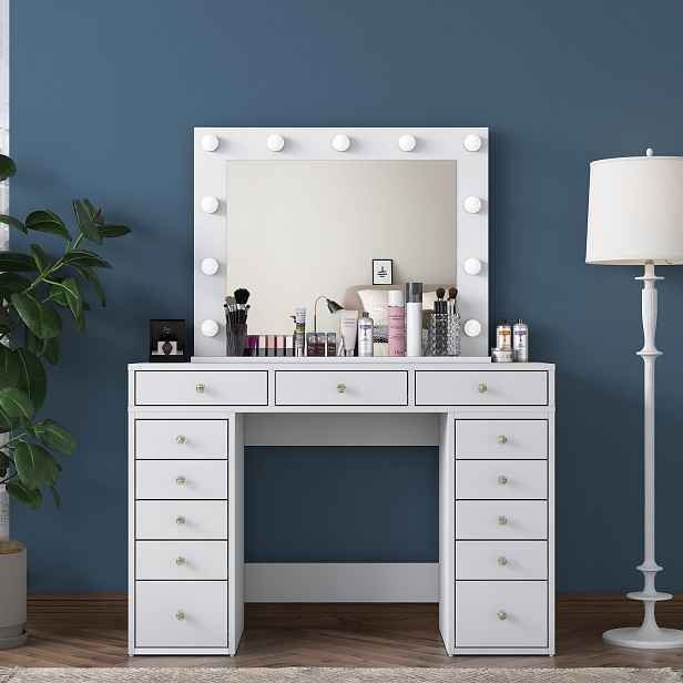 Kalune Design Toaletní stolek Melissa 04 s LED zrcadlem bílý