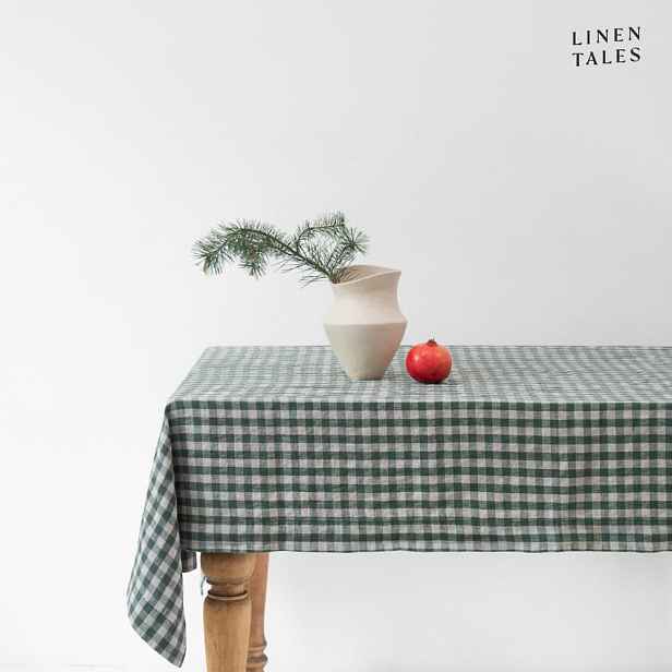 Lněný ubrus 140x250 cm Forest Green Gingham – Linen Tales