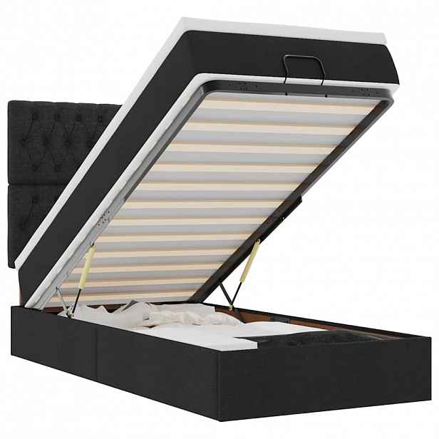 vidaXL Osmanská postel s matrací & LED černá 80x200cm látka