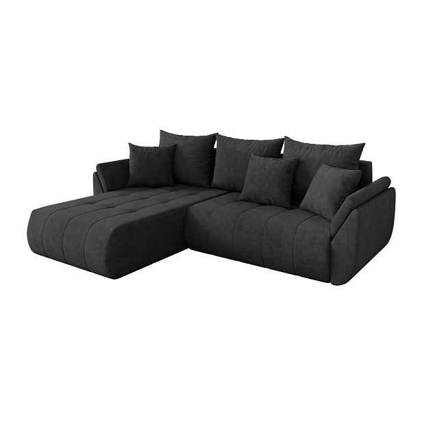 ALTDECOR ROHOVÁ SEDAČKA s funkcí spaní, otoman vlevo TOKO-L 277x194x86 tmavě šedá velur