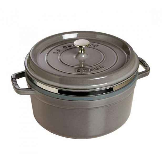 Staub Litinový hrnec s poklicí a napařovací vložkou Cocotte, grafitově šedá, 26 cm 1133818