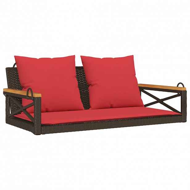 vidaXL Houpací lavice s poduškami hnědá 109 x 62 x 40 cm polyratan