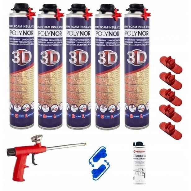 Pur Sprchová Pěna Polynor 3D 930 g Izolace Zateplení garáže 8 prvků
