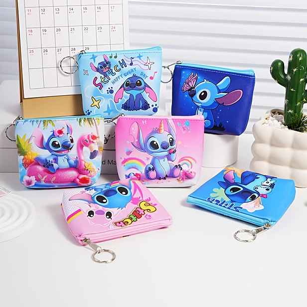 TEMU 6ks Disney Penál na Ukládání, Mini Úložná Krabička, Kreslená Peněženka na Mince s Přívěskem na Klíče, Ideální pro Přenosné Vánoční Dárky a