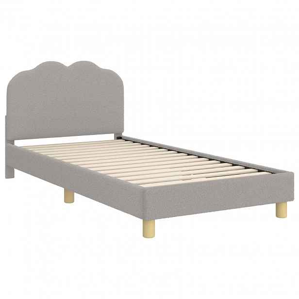 vidaXL Rám postele pro děti s čelem Světle šedá 90x200 cm Bouclé