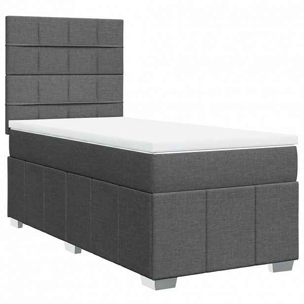 vidaXL Box spring postel s matrací tmavě šedá 90x190 cm textil