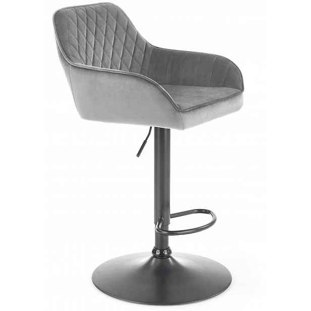 Barová Židle H-103 velur popelavý pevný 114x55x55 cm ocel velvet moderní