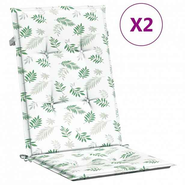 vidaXL Podušky na židli s vysokým opěradlem 2 ks vzor listů textil