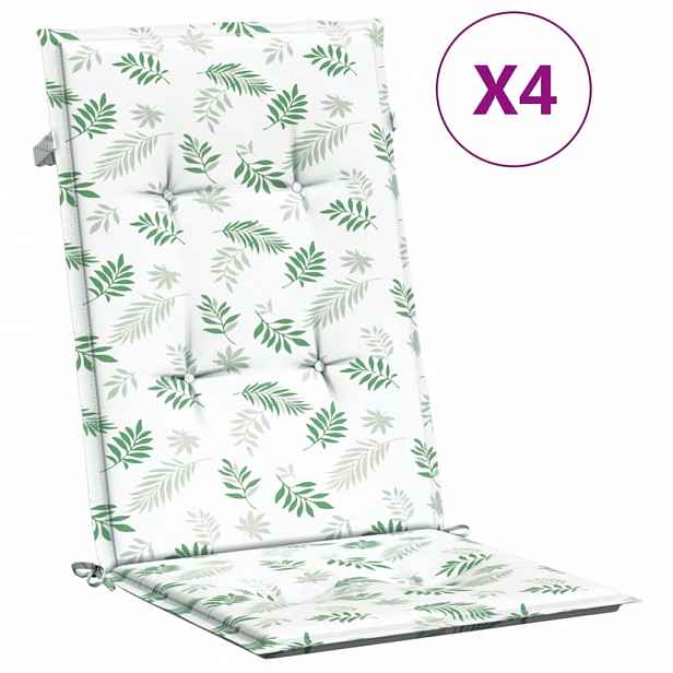 vidaXL Podušky na židli s vysokým opěradlem 4 ks vzor listů textil