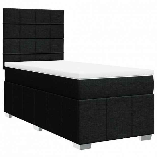 vidaXL Box spring postel s matrací černá 90x190 cm textil
