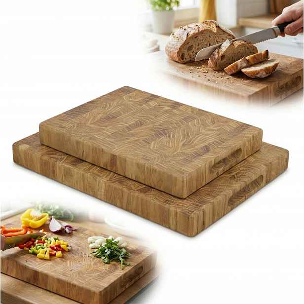 Krájecí prkénka Štorcové End Grain Blok dubové olejované 2ks Premium