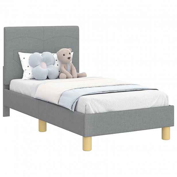 vidaXL Rám postele pro batole s čelem Světle šedá 70 x 140 cm textil