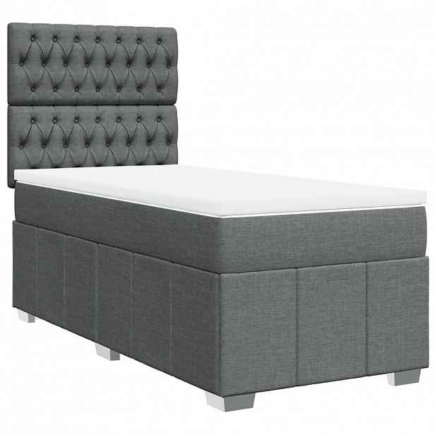 vidaXL Box spring postel s matrací tmavě šedá 90x190 cm textil