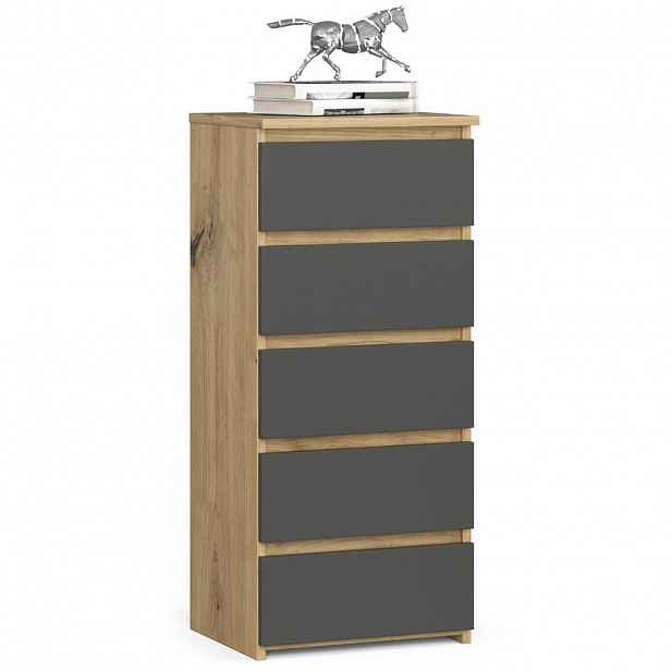 RAUMHIRSCH FURNITURE KOMODA dub Artisan, grafitově šedá 92/40/35