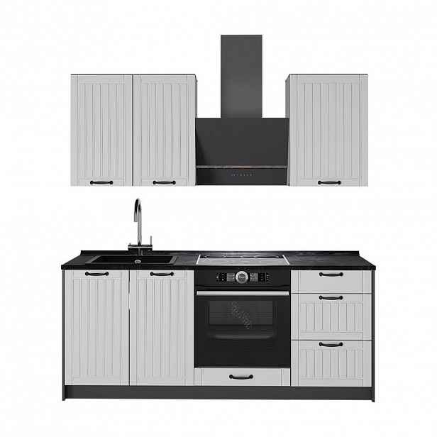 Vicco JEDNOTKOVÁ KUCHYNĚ Fame-Line, Bílý venkovský dům/Antracit, 190 cm bez pracovní desky