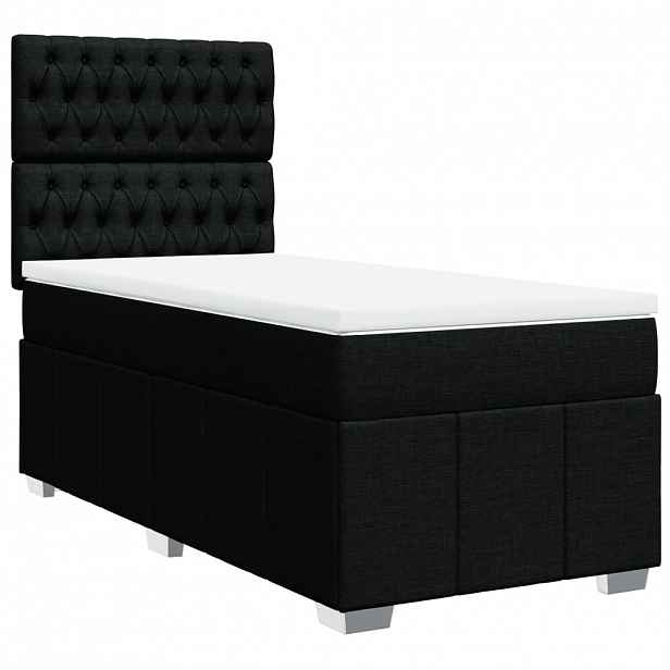 vidaXL Box spring postel s matrací černá 90x190 cm textil