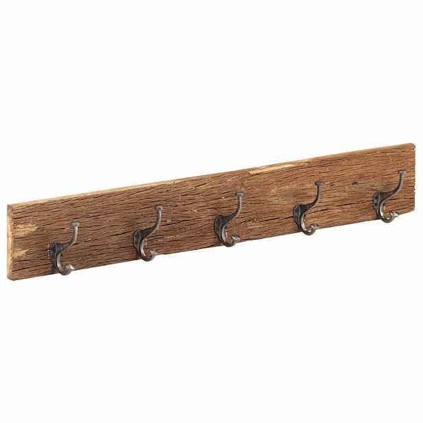 vidaXL Věšák do předsíně s 5 háčky 100 x 2,5 x 15 cm recyklovaný masiv