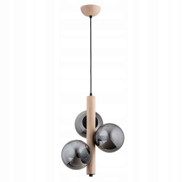 Závěsná lampa 3xE14 dřevěné skleněné koule Kanet Alfa skandinávský styl