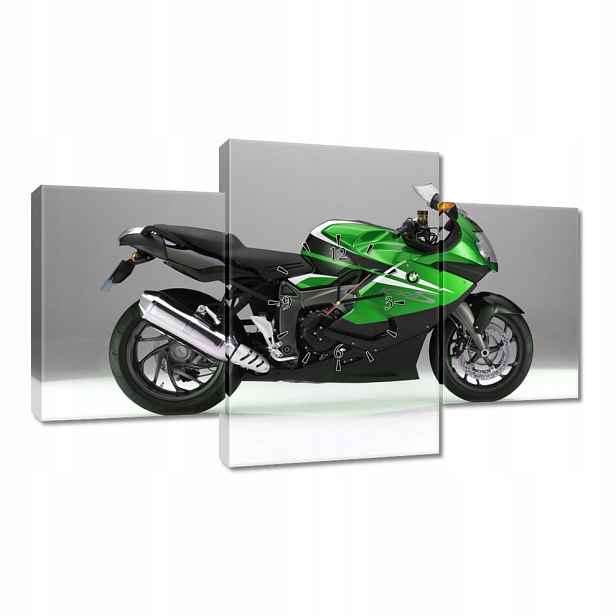 Nástěnné hodiny 100x60 Limetkový motorkářský závodník