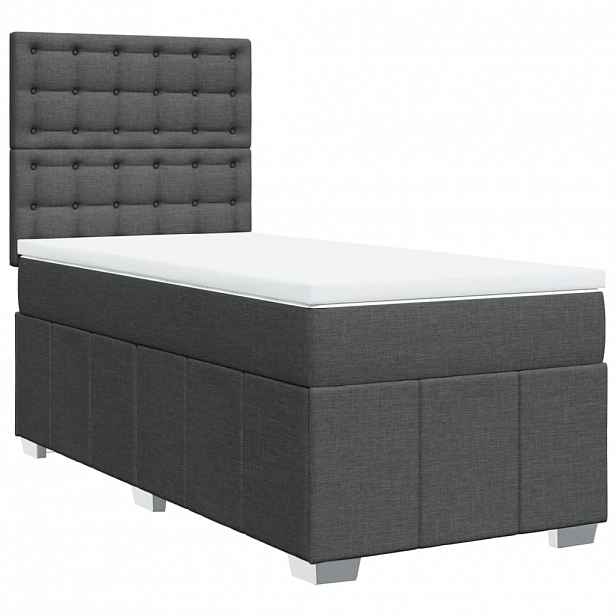 vidaXL Box spring postel s matrací tmavě šedá 90x190 cm textil