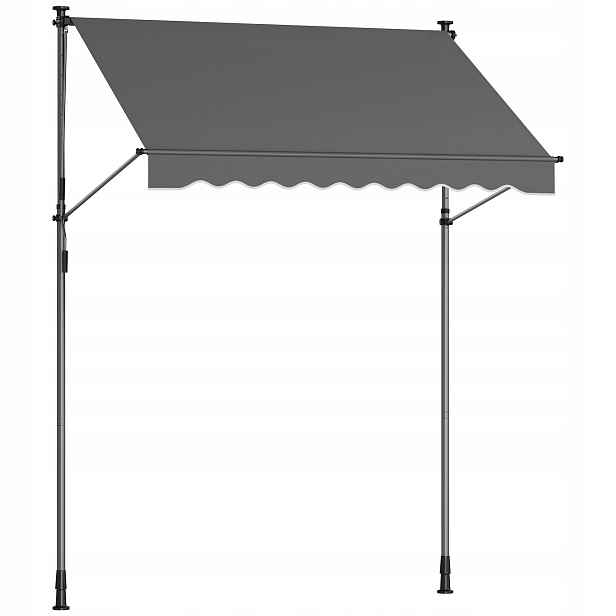 Markýza výsuvná sluneční roleta 120 x 200 cm kov pro zahradu balkon