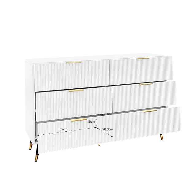 Modenvie SIDEBOARD 120/77/40 cm z dřevotřísky bílá se 6 zásuvkami