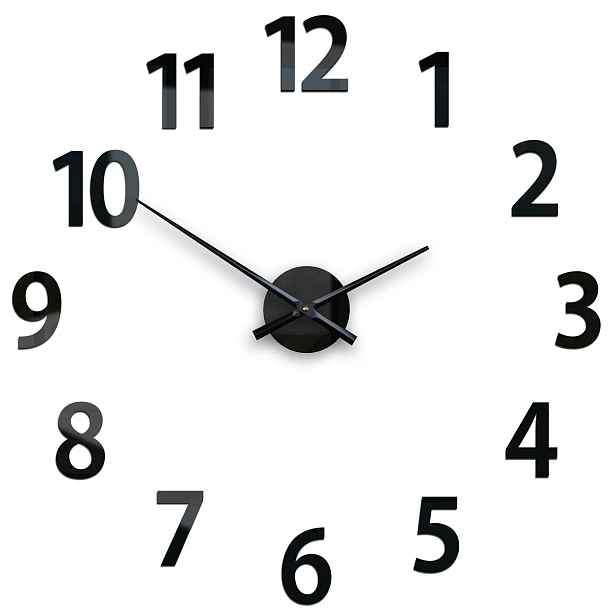 ModernClock Nástěnné samolepící hodiny Amadeus 75 cm černé
