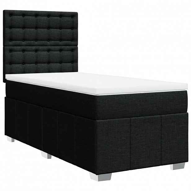 vidaXL Box spring postel s matrací černá 90x190 cm textil