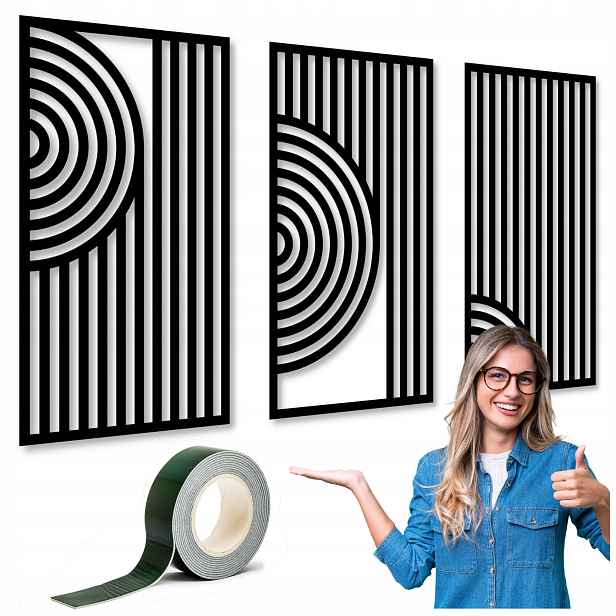 Geometrická Nástěnná Dekorace 3D Dřevěné Panely Obraz Ažurový Obraz 130 cm