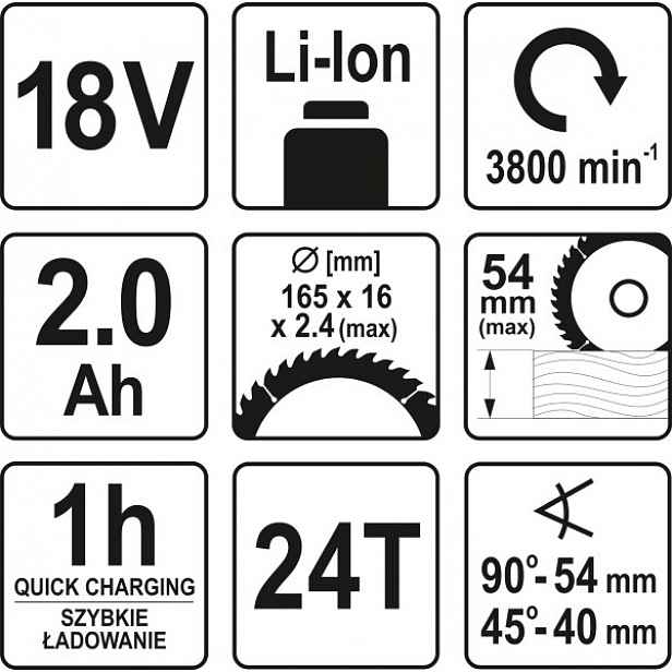 Kotoučová Pila 165 MM, 18 V, Sada 1X2 Ah, Nabíječka