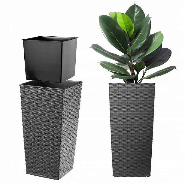 Květináč Na Květiny 57 cm S Vložkou Květináč Grafit Balkonový Zahradní