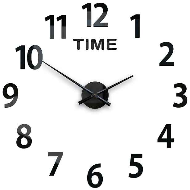 ModernClock Nástěnné samolepící hodiny Amadeus Time 75 cm černé
