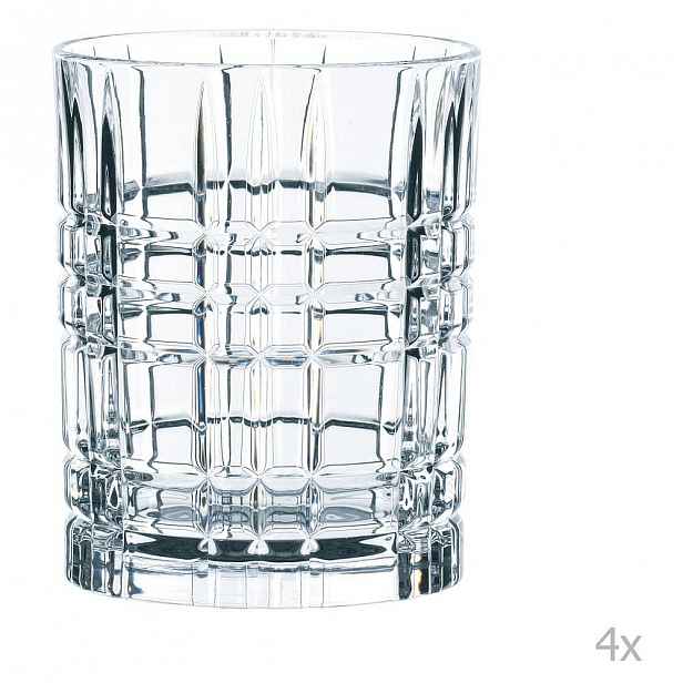 Sada 4 sklenic na whisky z křišťálového skla Nachtmann Square Whiskey Set, 345 ml