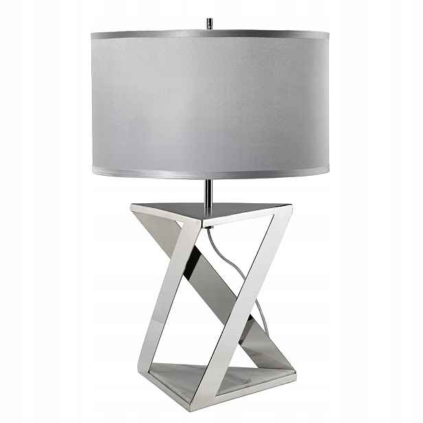 Stolní lampa chrom bílý mramor s šedým stínidlem, moderní, 70 cm, Elstead