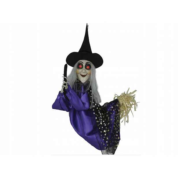 Závěsná dekorace Čarodějnice na metle 75 cm Čarodějnice Halloween
