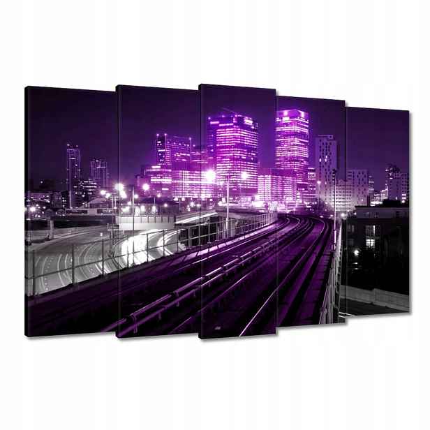 Obrazy 150x95 Fialové mrakodrapy ve městě