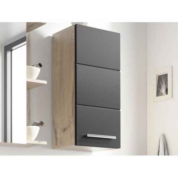 Závěsná koupelnová skříňka Vista 34 cm, dub viking/černá