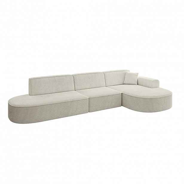 ALTDECOR ROHOVÁ SEDACÍ SOUPRAVA s otomanem vpravo MARI-L2 – 328 x 171 x 79 cm, krémový manšestr