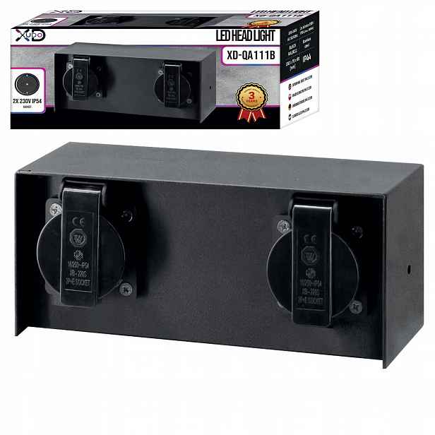 Fasádní zásuvka Led sloupek 2x 230V Xudo černá IP44