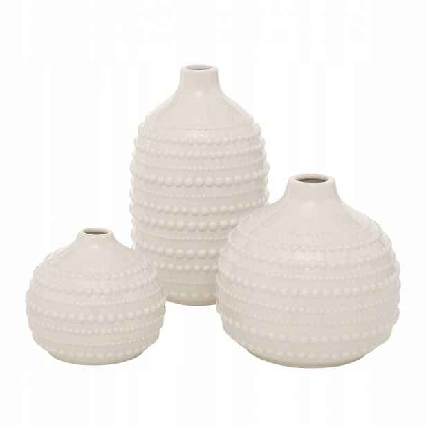Porcelánová Váza Béžová Dekorativní Sada Váz 3 Ks 21X12 CM
